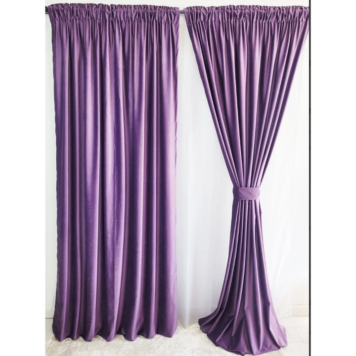 Draperie catifea mov, model elegant, stil clasic, L 1m si H 2.5m