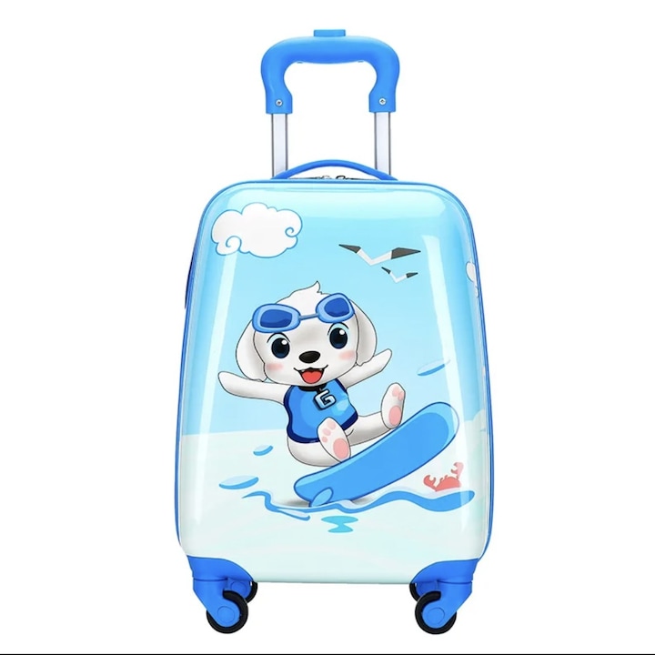 Куфар с колелца, модел Surfer Puppy, 46 x 30 x 20 CM, TR-00111, син