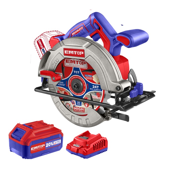 Körfűrész, 1 db 4.0AH akkumulátorral, kefe nélküli motorral, 185mm