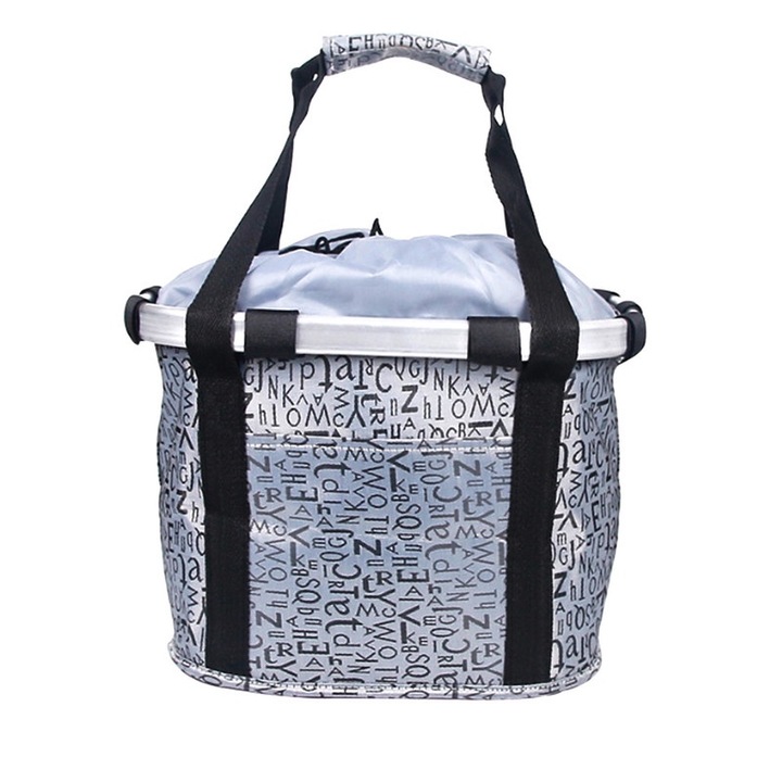 Cos bicicleta pliabil, material impermeabil, argintiu, 34x27x26cm, Gri