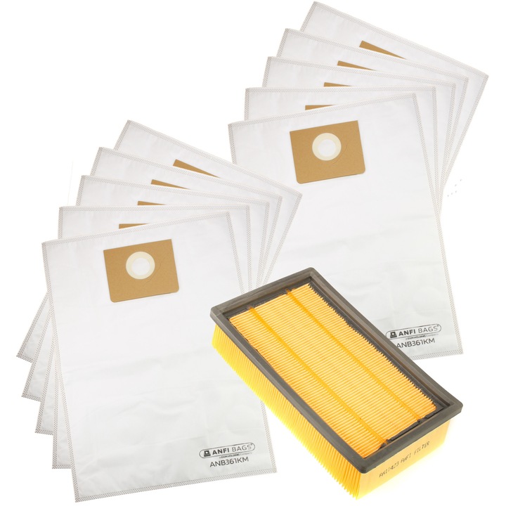 Комплект от 10 торби + филтър за Karcher NT 25/1 NT 35/1 NT 361Eco Flex S47 S36 VCE45
