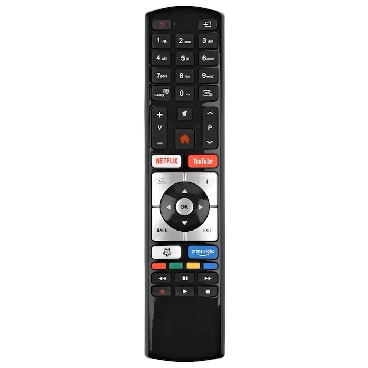 Дистанционно управление GSC ® RC4318P за TV Telefunken, Vestel, Finlux, Haier, Gogen, Navon, Haier, x-remote, Netflix, YouTube, Black, Универсално