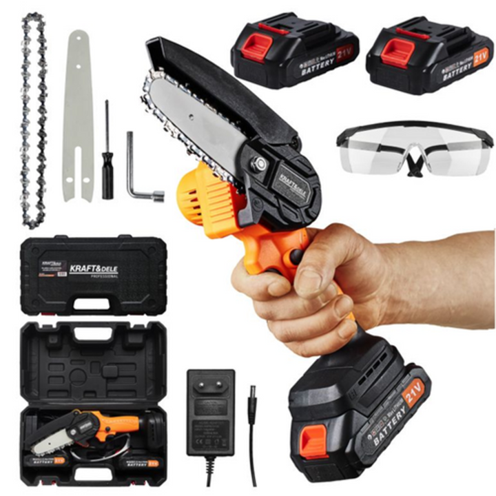 Mini fierastrau cu lant, Kraft&Dele, KD10627, 2 baterii de 1500 mah