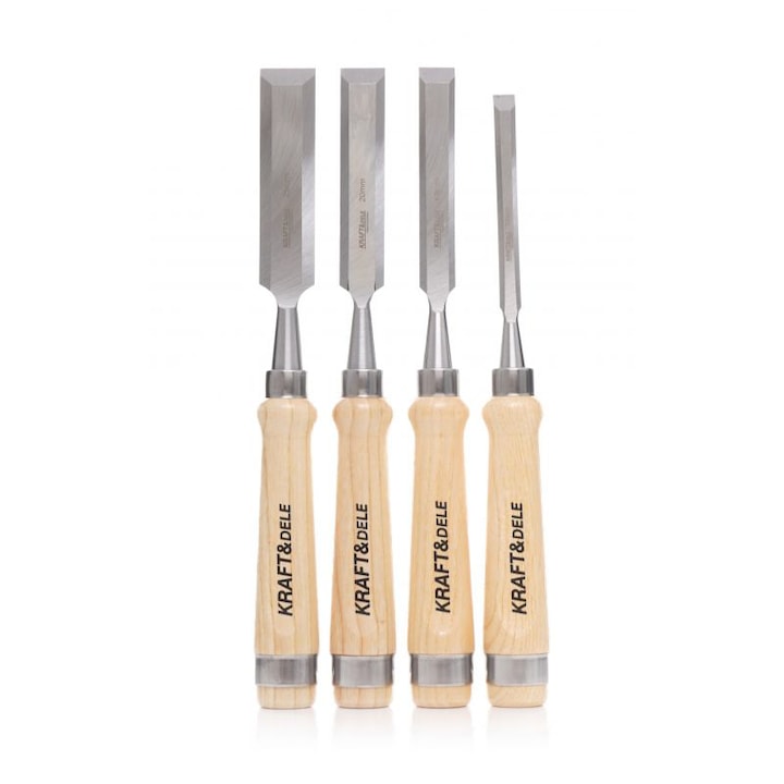Set 4 dalti dulgher 290mm 10-25mm cu maner lemn (KD11771)