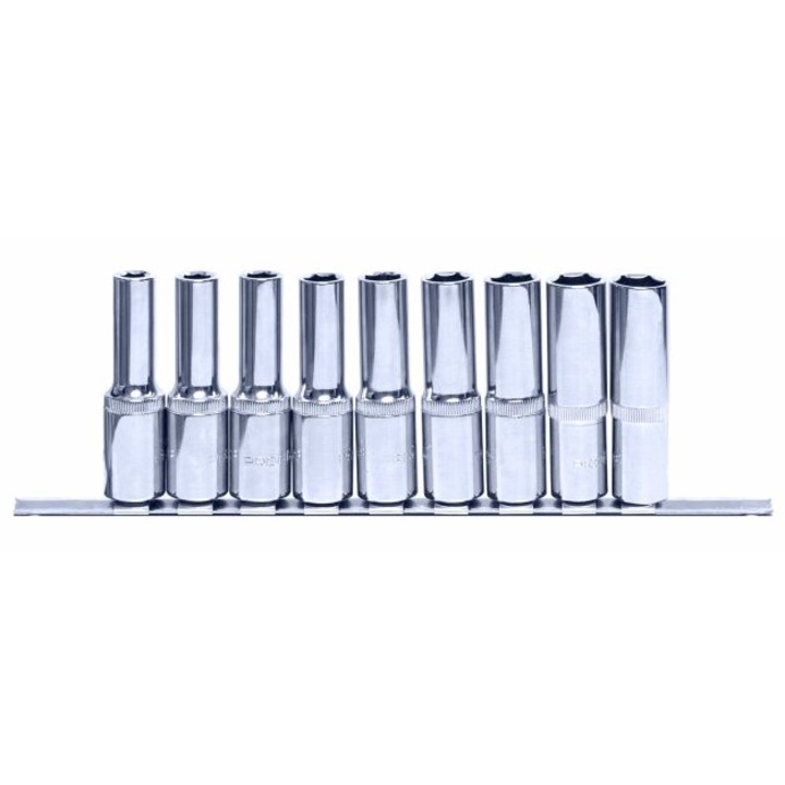 Set 9 chei tubulare, profil hexagonal, 1/2 inch, dimensiuni 10 mm, 11 mm, 12 mm, 13 mm, 14 mm, 15 mm, 16 mm, 8 mm, 9 mm