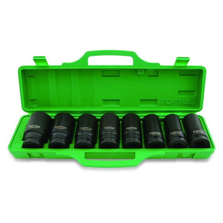 Set 8 chei tubulare TOPTUL, profil hexagonal, dimensiune tubulara 3/4 inch, deschidere chei 22 mm, 24 mm, 27 mm, 30 mm, 32 mm, 33 mm, 36 mm, 38 mm