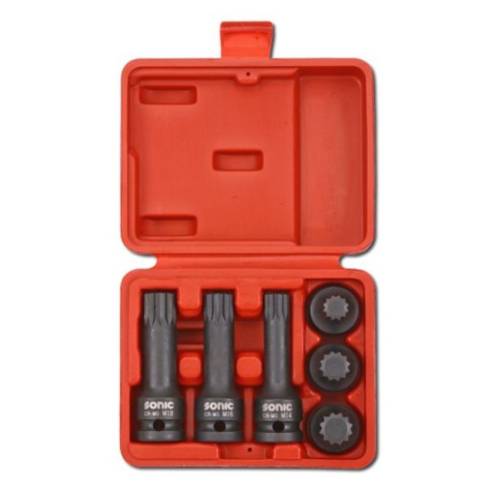 Trusa 6 scule SONIC, biti impact, profil Spline, prindere 1/2 inch, M14, M16, M18