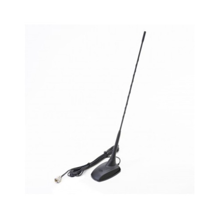 Antena CB PNI Extra 48, 150W, Negru, 45cm, Fibra de Sticla, Baza Magnetica Inclusa