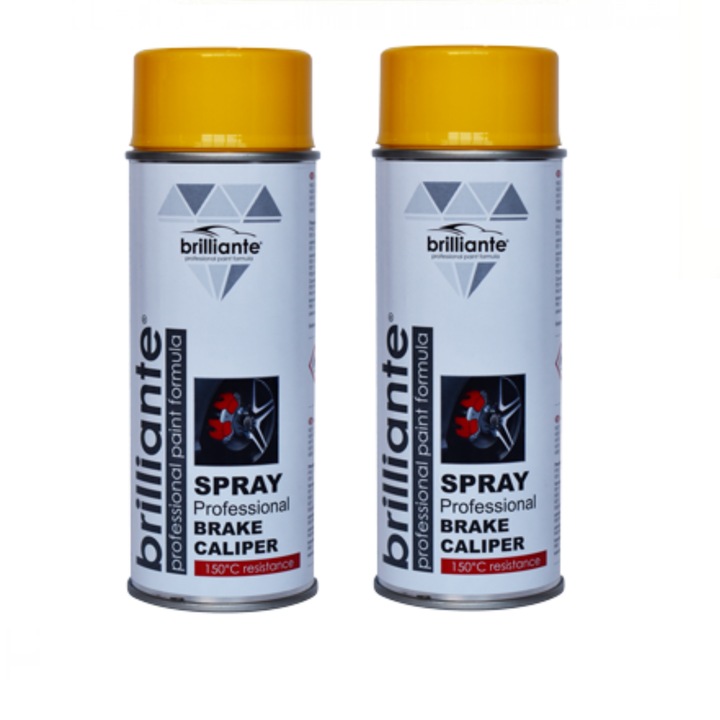 Pachet 2 x Vopsea Spray Brilliante Galben pentru Etriere Frane RAL 1023 400 ml