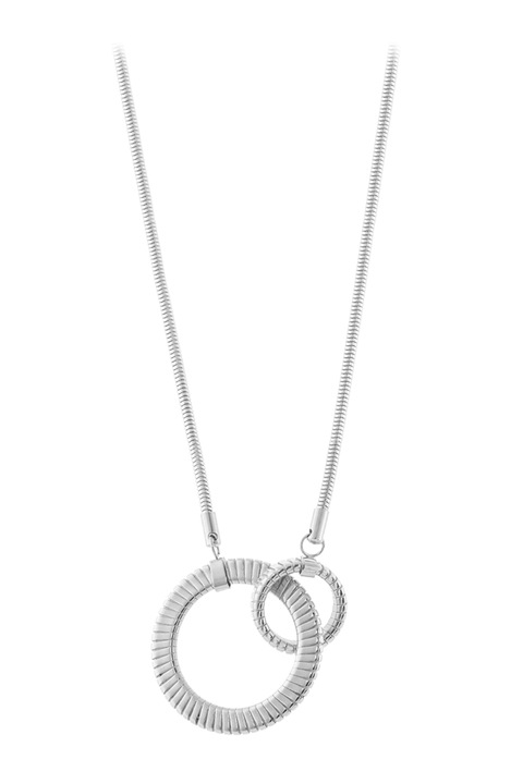OXETTE, Колие от неръждаема стомана с кръгла висулка, Сребрист