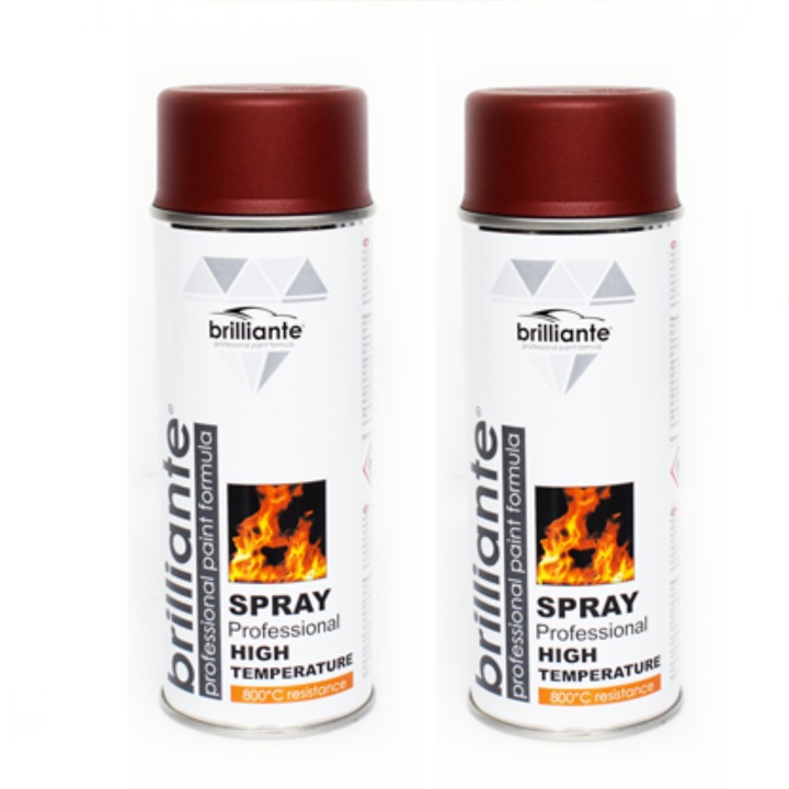 2 db Brilliant High Temperature Spray Paint Red 400 ml-es csomag