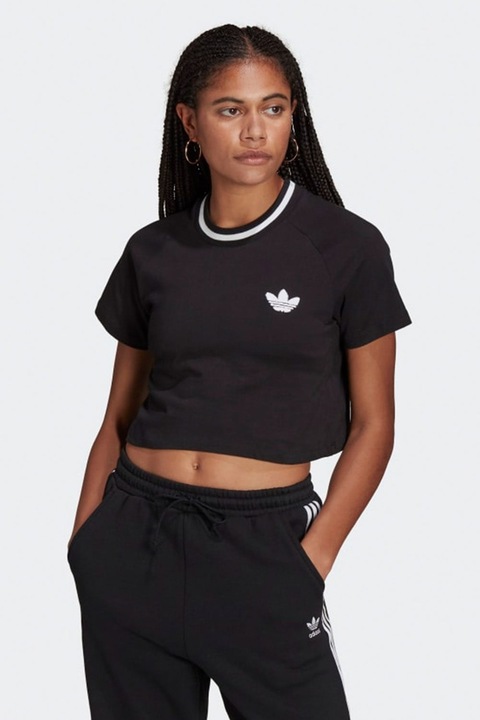 Tricou dama Cropp Negru, Adidas, scurt