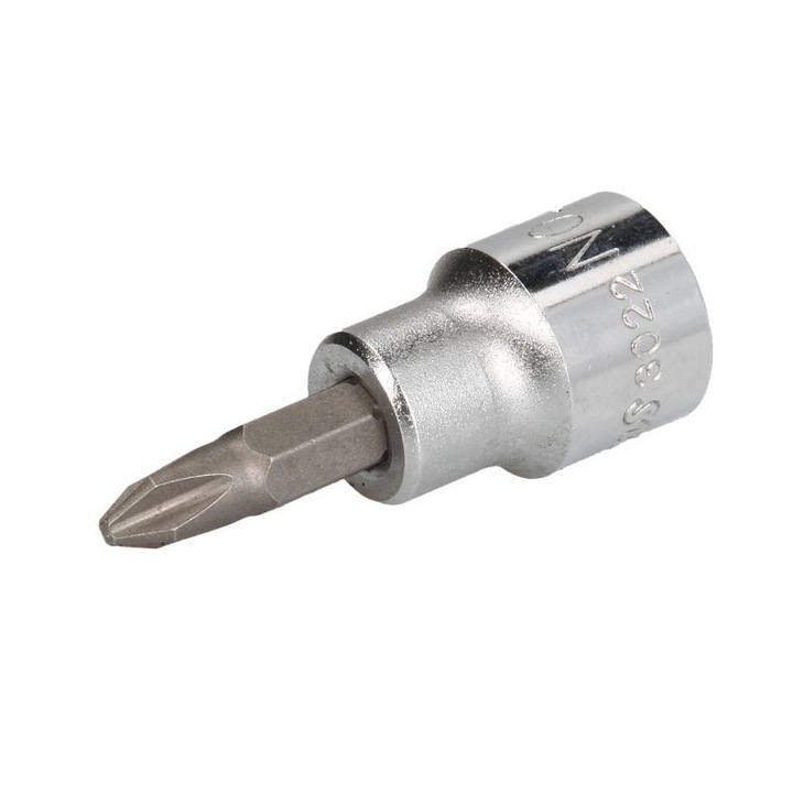 Bit de impact cu soclu tubular HANS, profil Phillips, prindere 3/8 inch, deschidere cheie PH2, lungime 48 mm