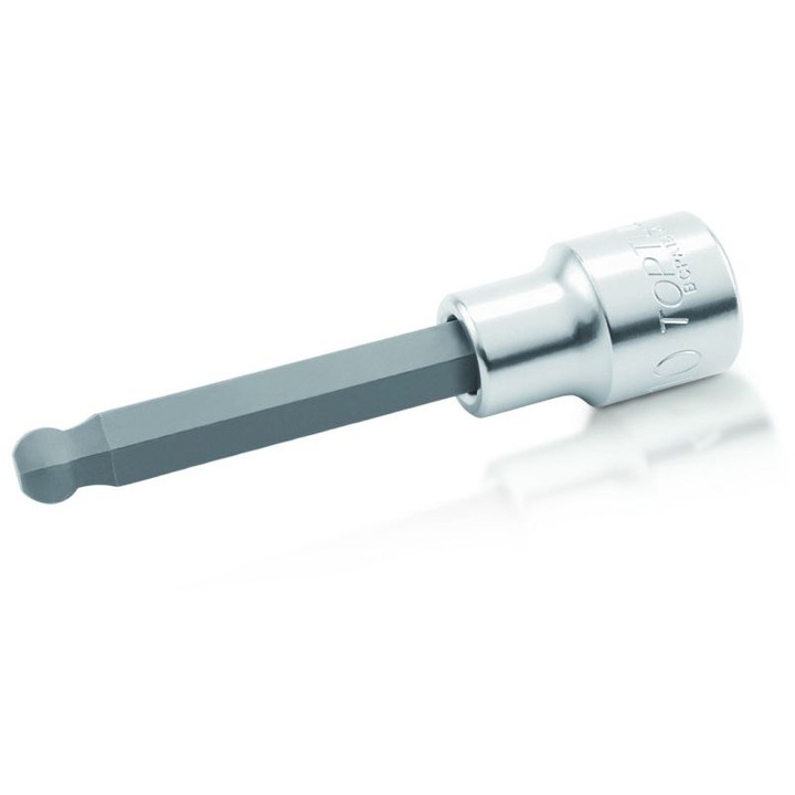 Bit cu soclu tubular, prindere patrat 1/2 inch, cap bila, profil hexagonal 8 mm, lungime 100 mm, otel crom vanadiu