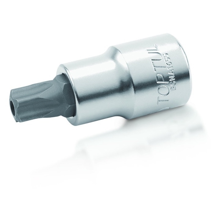 Bit cu soclu tubular TOPTUL, prindere patrat 1/2 inch, profil torx T50, lungime 55 mm, otel crom vanadiu YLKRS35