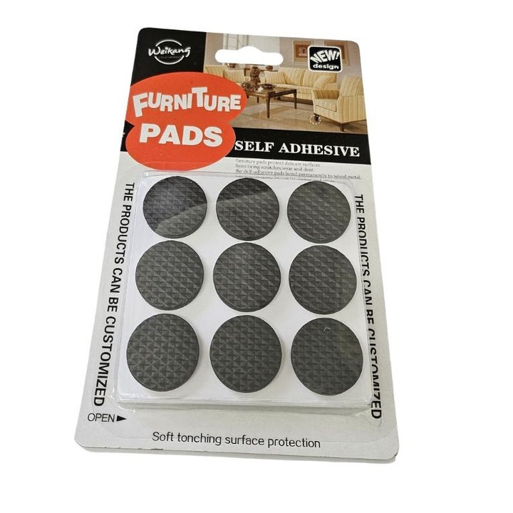 Set 18 buc protectie mobilier, autoadeziv, din cauciuc, 2, 5 cm