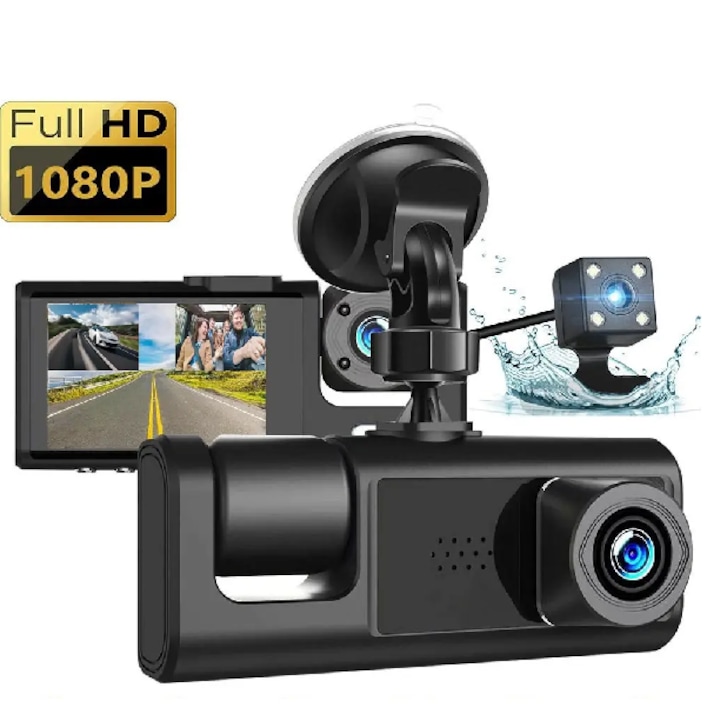 Camera auto OCVITEH ® C1 camera frontala + interior + marsarier display 2.4 inch full HD