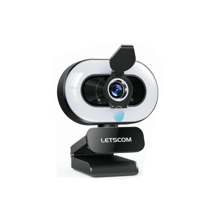 Webcam cu microfon, trepied, rotativ 360°, conexiune USB, lumina de umplere reglabila in 3 trepte, 1080p, negru