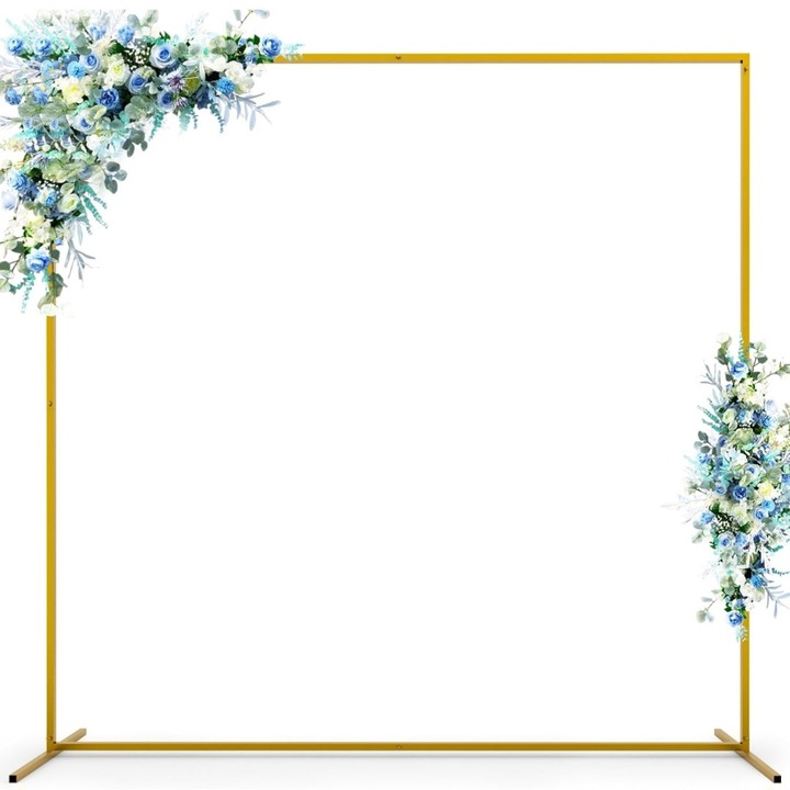 Arcada patrata metalica, 2m x 2m, picioare metalice, auriu