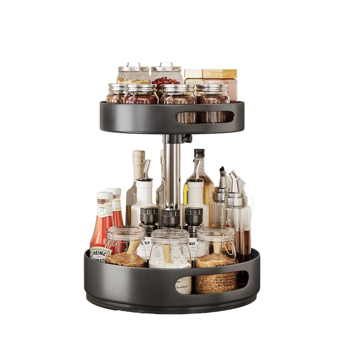 LYCENXI Spice Organizer 2 szintes forgó fém állítható 10x12 hüvelykes
