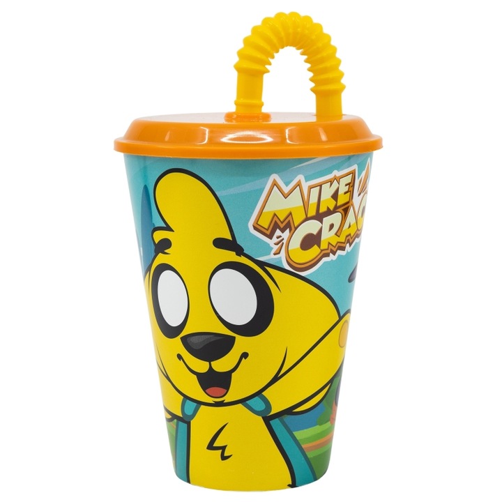 Pahar cu pai plastic Mikecrack, 430 ml Portocaliu 430 ml