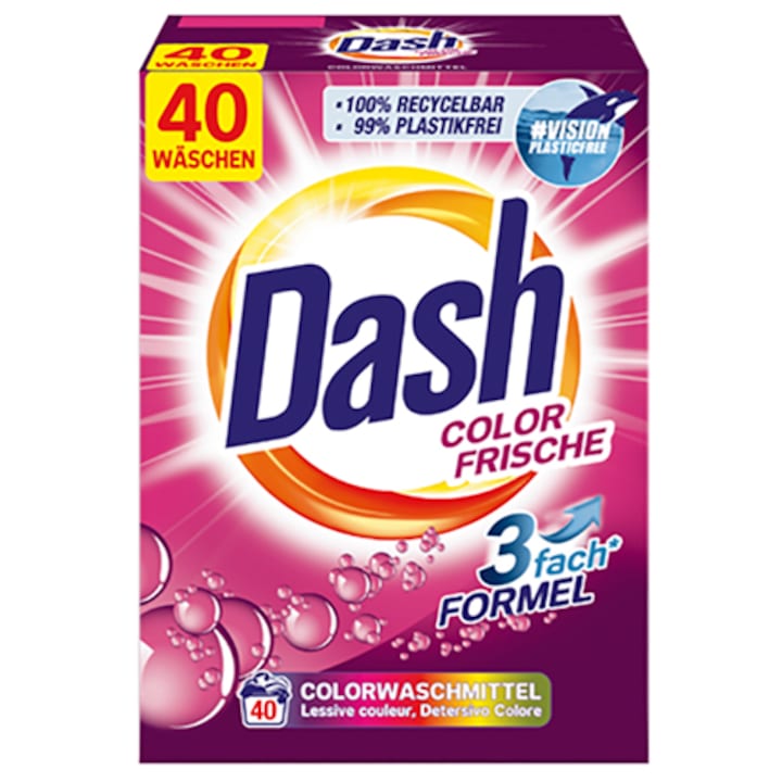Detergent pudra automat, Dash, color frische, 40 spalari, 2.6KG