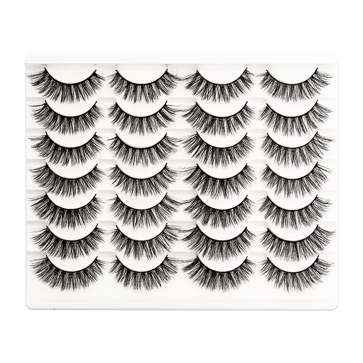 Set Gene False Rqiurpn, Cat Eye, Fibre Sintetice, Negru, Reutilizabile, 14 Perechi