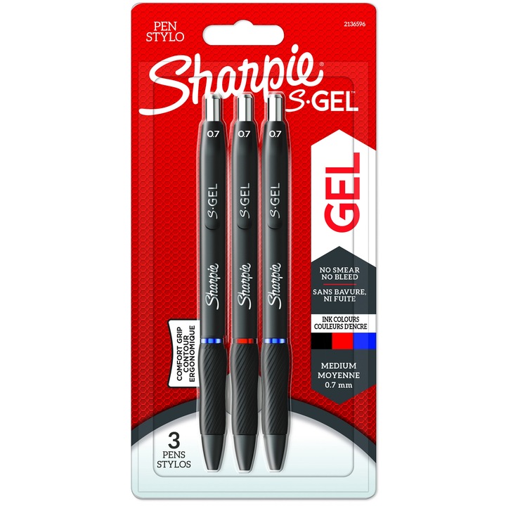 Sharpie S-Gel toll szett, 3 db, kék, fekete, piros