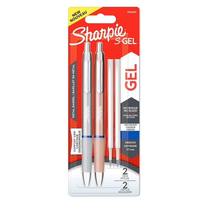 Sharpie készlet 2db S-Gel metál toll kék írással + 2 utántöltő