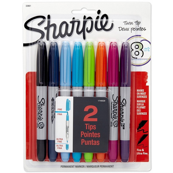 Комплект 8 перманентни маркера Sharpie Twin Tip
