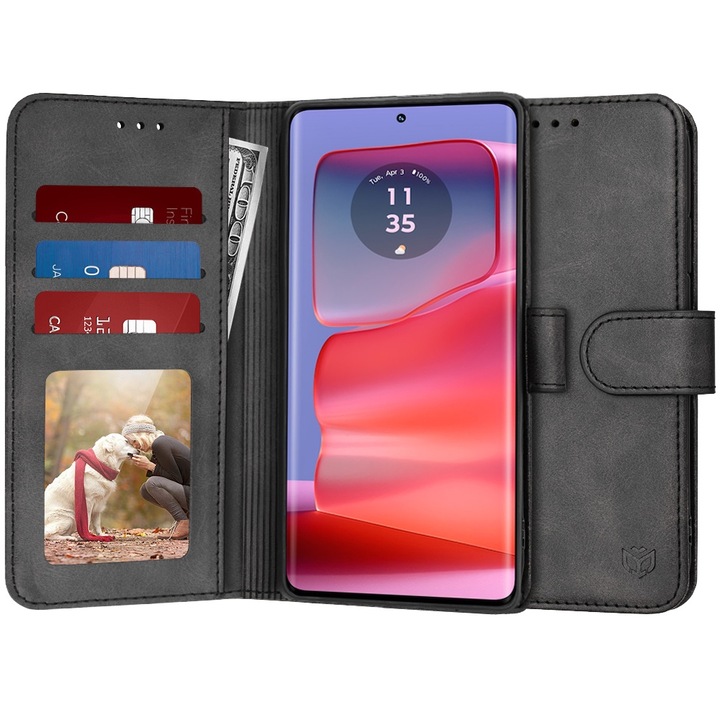 Калъф за Motorola Edge 50 Pro - Diary Book - Кожен - Черен