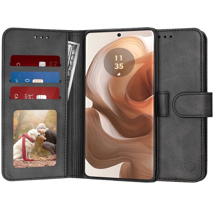 Калъф за Motorola Edge 50 Ultra - Diary Book - Кожен - Черен