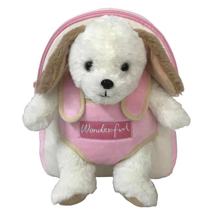 Ghiozdan gradinita S-cool, Baby Animals, White Dog, 23x8x28 cm