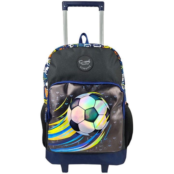 S-cool táska, görgős, Foci, 45x32x16,5 cm