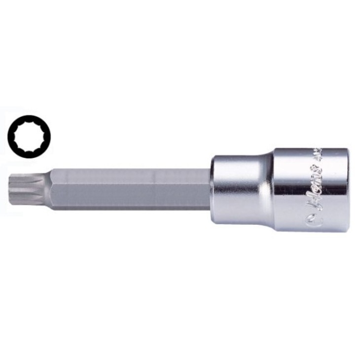Bit de impact cu soclu tubular HANS, profil Spline, prindere 1/2 inch, deschidere cheie M8, lungime 100 mm