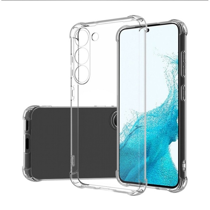 Husa PCS silicon compatibila cu Samsung Galaxy S23 FE, antisoc, protectie camera, Clear