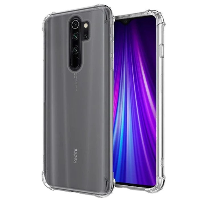Защитно покритие Mat-Tech, съвместимо с Xiaomi Redmi Note 8 Pro, Ъгли против удари, Прецизни изрези, Устойчивост на удар, Повдигнати ръбове за защита на екрана, Прозрачен