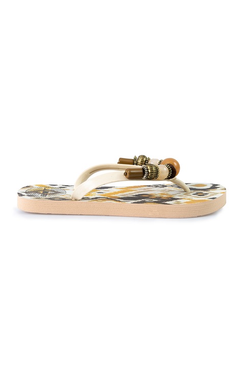 L.A. Water, Papuci flip-flop cu aplicatii cu margele, Maro/Galben/Bej, 39