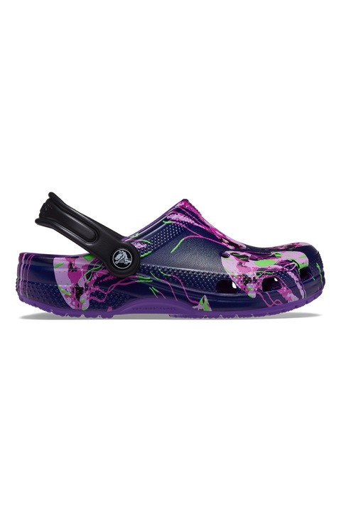 Crocs, Saboti slingback cu model, Albastru indigo/Roz