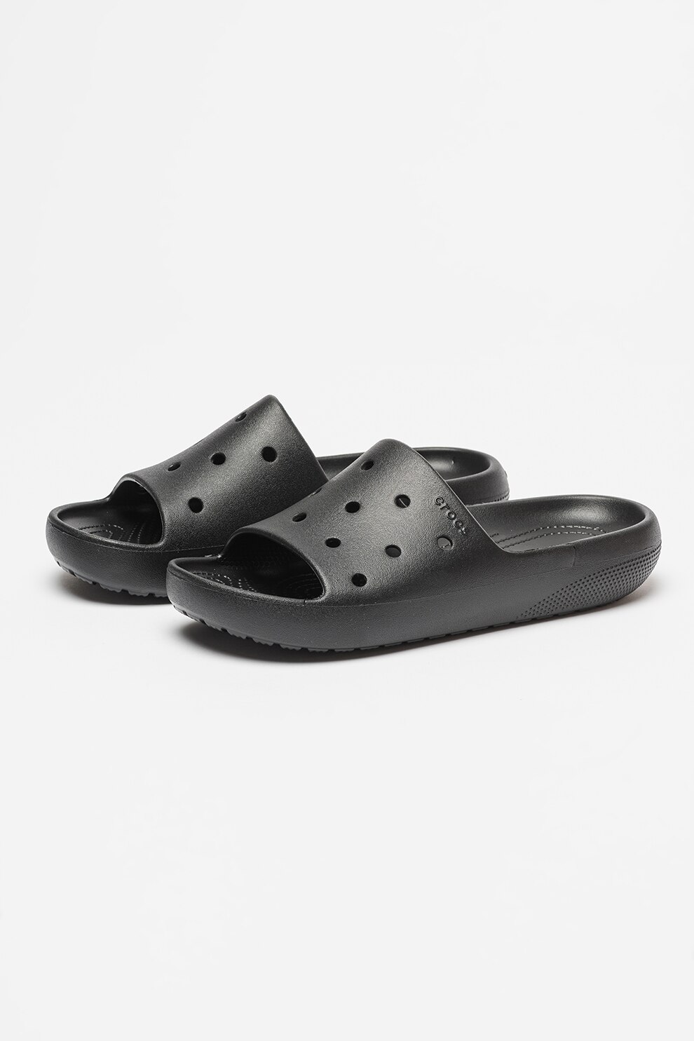 Crocs, Papuci unisex cu aspect perforat, Negru, 41-42 - eMAG.ro