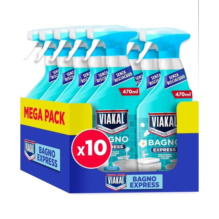 Set 10 bucati Solutie Anticalcar Viakal Bagno Express 470 ml