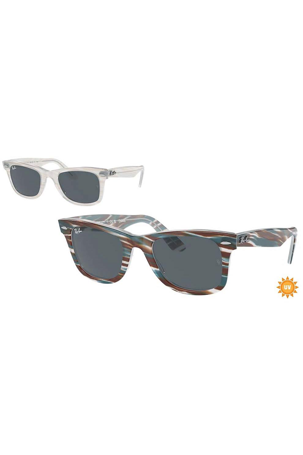 Ochelari de soare unisex Ray Ban 2140 Wayfarer, albastru deschis