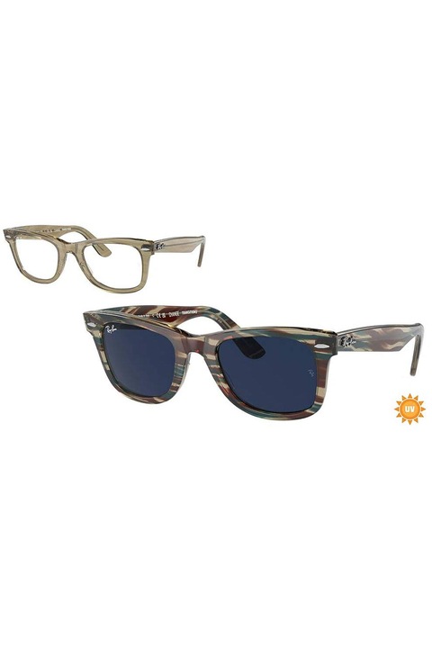 Ray Ban 2140 Wayfarer uniszex napszemüveg, szürke csíkos, 50x22x150