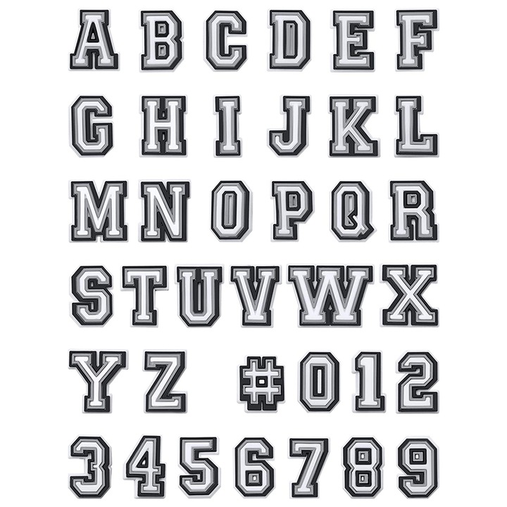 Set 37 Charms pentru Incaltaminte, AMRINUGL, PVC, Litere/Numere