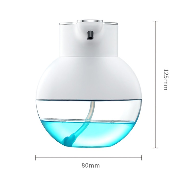 Automata szappanadagoló, 400ml, falra szerelhető, USB tölthető, fürdőszobába és konyhába