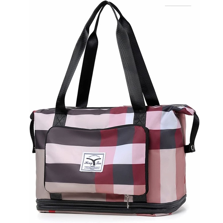 Összecsukható utazótáska, nagy hétvégi táska, kézipoggyász nőknek és férfiaknak, vízálló sporttáska, kórházi táska nőknek utazáshoz, edzőterembe, könnyű repülőgépre, bővíthető - kétszintes khaki