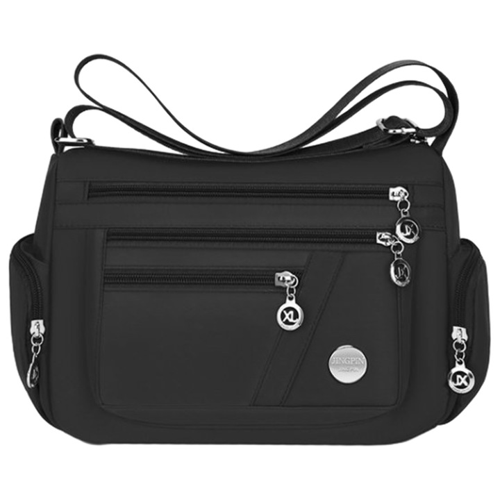 Női válltáska, Jormftte, vízálló, fekete, 27x20x10cm