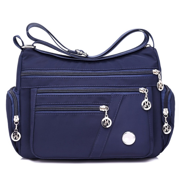 Jormftte női válltáska, nagy kapacitású, vízálló, sötétkék, 27x20x10cm