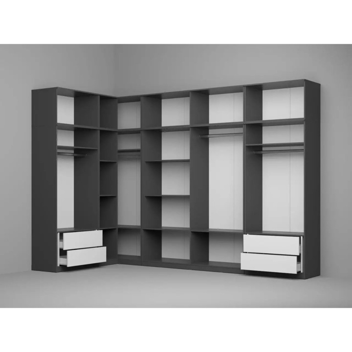 Dulap pe Colt, Carcasa, c27, Gri, Fara Usi, 169,8 x 336,4 cm