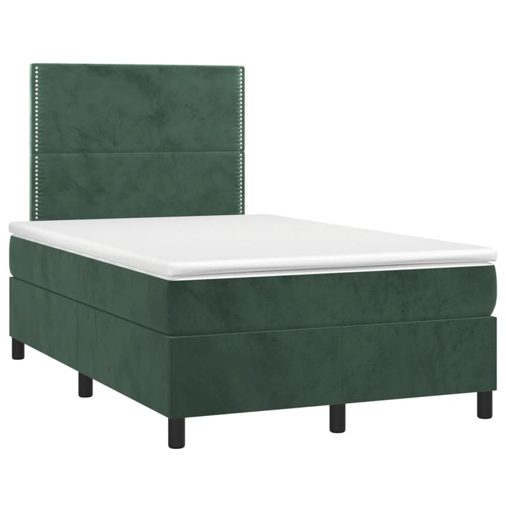 Pat box spring cu saltea vidaXL, verde inchis, 120x190 cm, catifea, 52.5 kg 3269992